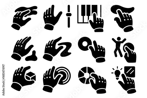 Icons slide color model intensity icon glove motion dance beat haptic vector