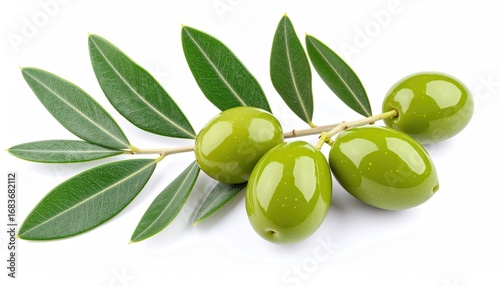 Wallpaper Mural Fresh green olives on branch with leaves (1) Torontodigital.ca