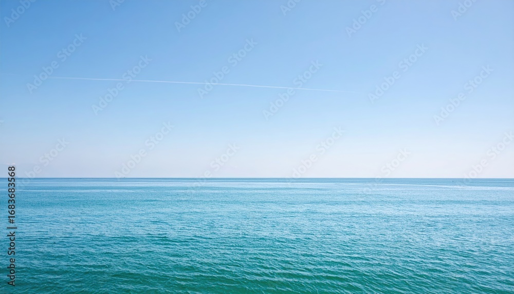 Fototapeta premium Azure expanse of ocean meeting a serene sky