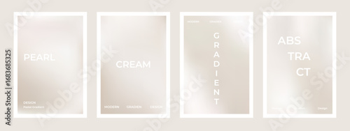 Pearl cream gradient background set. Simple beige silk soft poster. Modern visual project design for social media, idol poster, banner, flyer