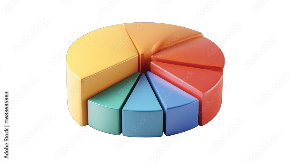 Obraz premium Colorful 3D pie chart graphic