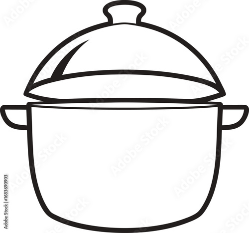 Cooking Pot with Lid Kitchenware Icon Vector Design