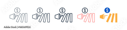 Domino Effect different style icons set vector illustration. 
