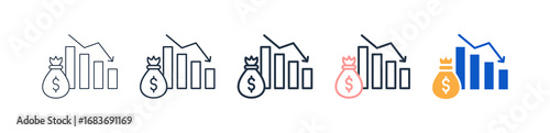 Recession different style icons set vector illustration. 
