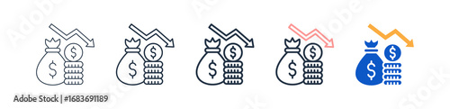 Economic Crisis different style icons set vector illustration. 