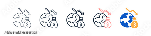 Crisis different style icons set vector illustration. 