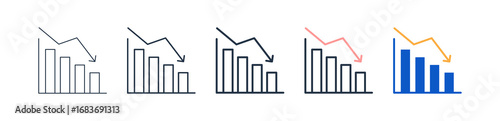 Economic Crisis different style icons set vector illustration. 