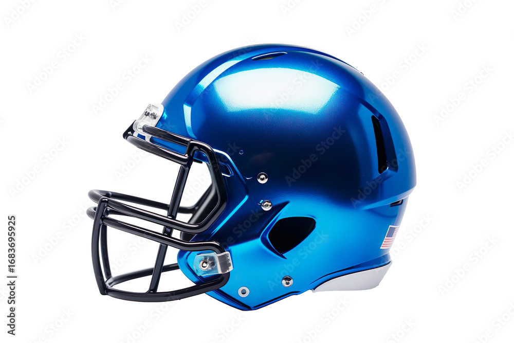 Fototapeta premium Blue American football helmet mockup on a transparent background