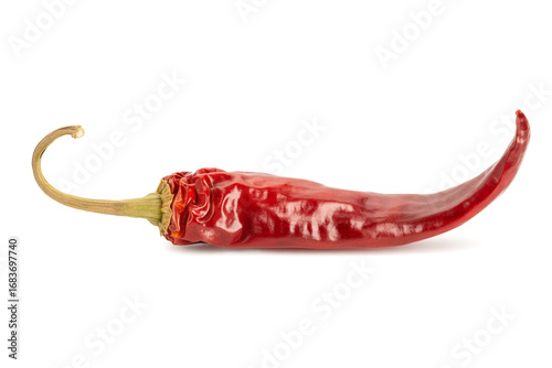 Dried red chili or chilli cayenne pepper isolated on white  background cutout