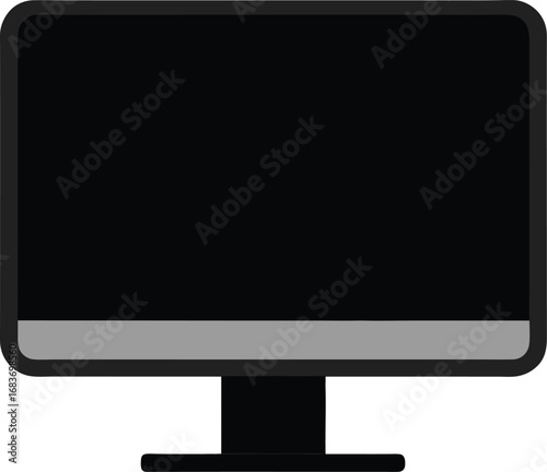 Flat vector illustration of a desktop monitor screen isolated on white transparent background