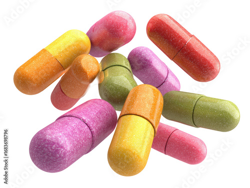 Colorful pills in a cluster