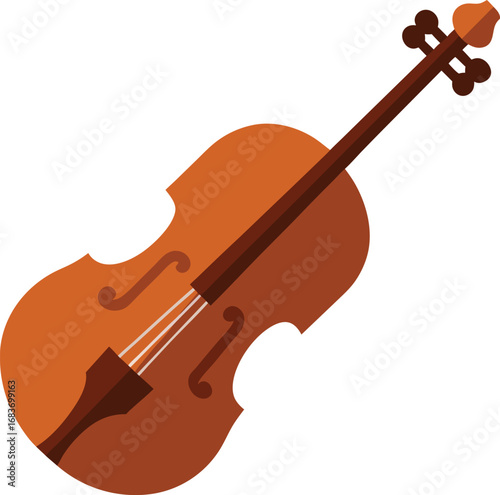 Brown violin and bow illustration classic string instrument vector art for music projects transparent background