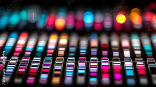 Close-up of a DNA gel electrophoresis gel showing colored bands representing genetic fragments,