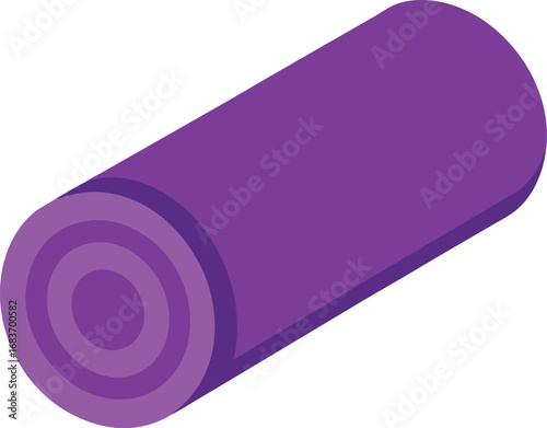 Purple rolled yoga mat vector illustration scalable exercise equipment element transparent background