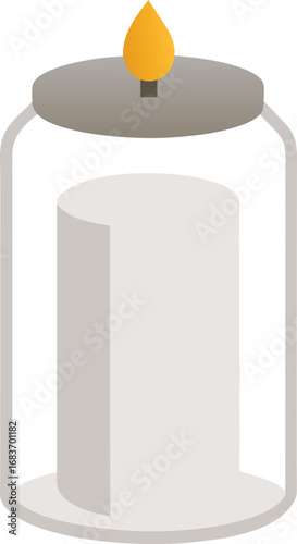 White candle in glass jar vector illustration peaceful ambiance transparent background