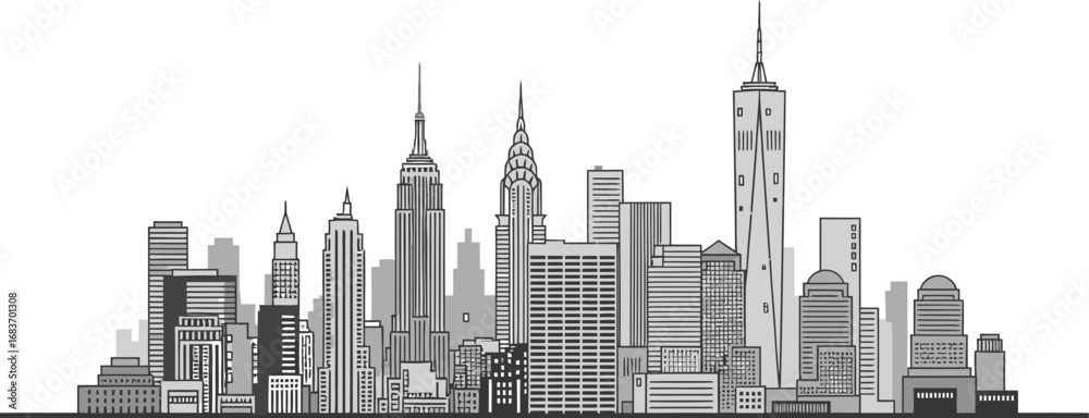 Fototapeta premium Iconic New York City skyline silhouette modern urban landscape