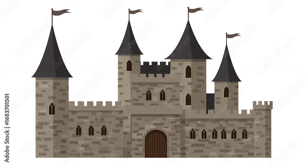 Fototapeta premium Medieval style castle illustration