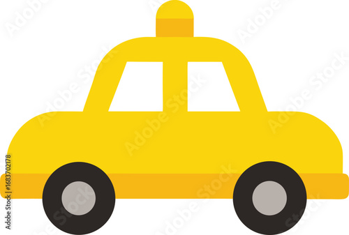 Yellow toy taxi cab vector illustration scalable eps icon for transport and city services transparent background