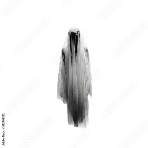 Ghostly figure in a translucent, flowing robe