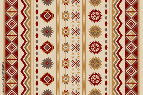 Navajo tribal vector seamless pattern. Native American ornament. Ethnic Southwestern decor style. Boho geometric ornament. Vector seamless pattern. Mexican blanket, rug. Woven carpet illustration