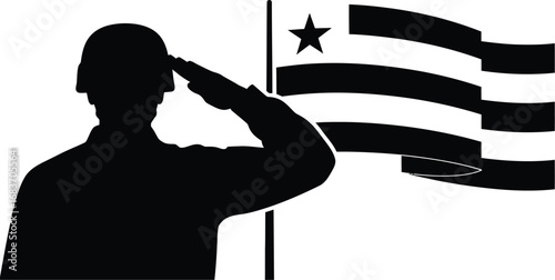 Soldier salutes flag honoring service and sacrifice, patriotism symbol
