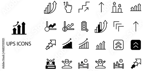 UPS simple concept 24 Black and White color icons set .Vector illustration.