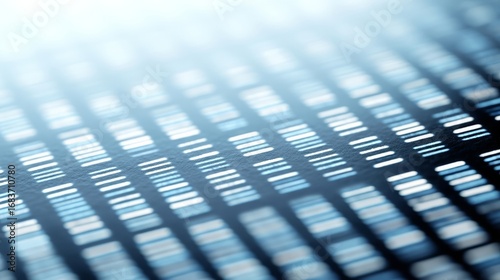 Close top view of a liquid capillary electrophoresis gel used in DNA sequencing,