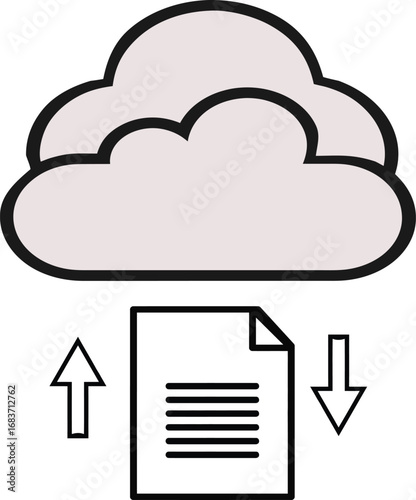 Cloud document sharing vector icon 