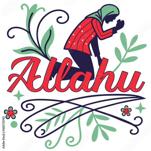Allahu Unique Vector Black Image. allahu unique vector black image, islamic calligraphy vector, allahu akbar design, arabic typography art, muslim digital artwork, black and white allah logo.
