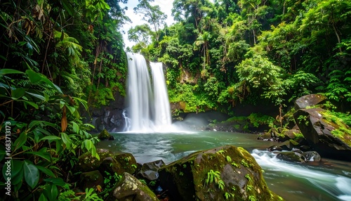 Lush waterfall cascading into a tranquil pool (1)