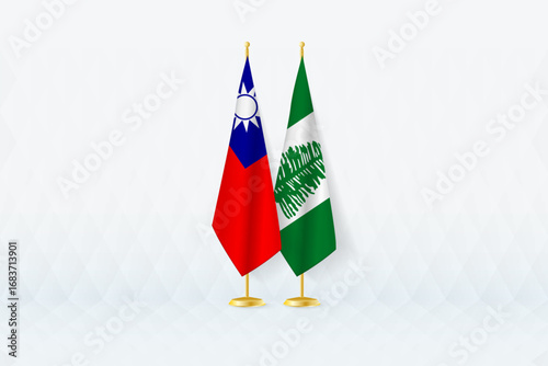 Taiwan and Norfolk Island Flags Side by Side, Symbol of International Partnership.