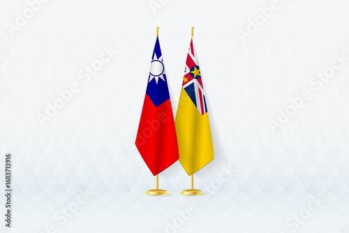 Taiwan and Niue Flags Side by Side, Symbol of International Partnership.