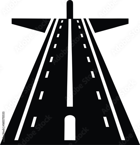 Airport Runway Road Markings Silhouette Vector Art Illustration