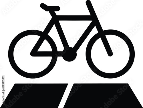 Bike Lane Symbol Silhouette Vector Art Illustration