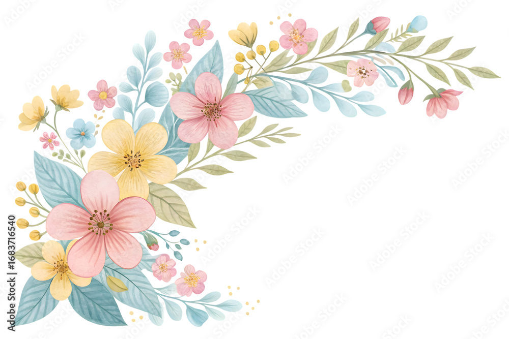 Obraz premium Soft pastel floral border arrangement elegant design