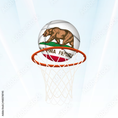 California Flag Basketball Scoring Through Hoop.