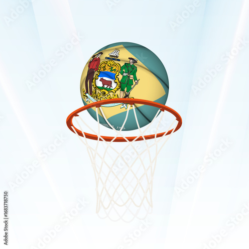 Delaware Flag Basketball Scoring Through Hoop.