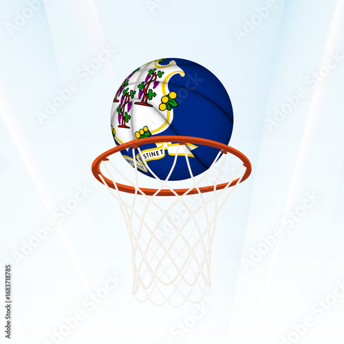 Connecticut Flag Basketball Scoring Through Hoop.