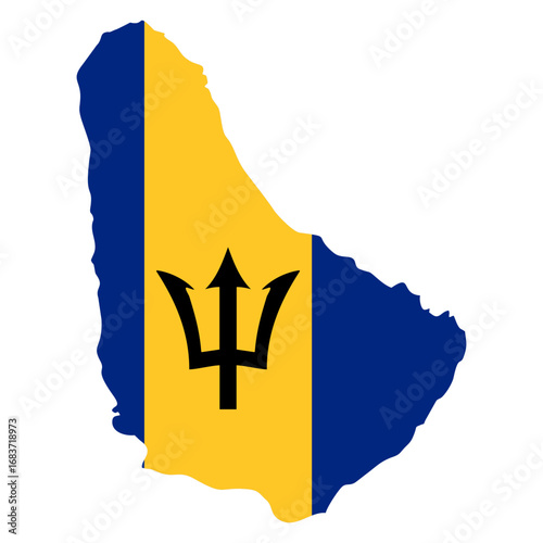 map of barbados flag