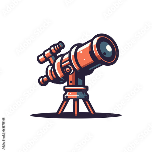 A colorful telescope on a sturdy tripod, set against a starry night sky, perfect for stargazing