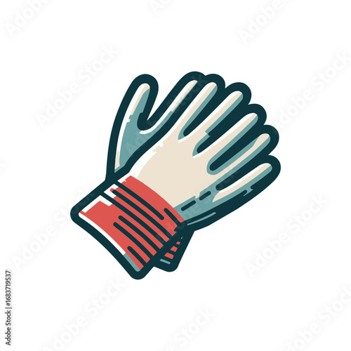A pair of colorful gardening gloves resting on a white background, ideal for gardening tasks