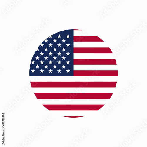 Circular American Flag Emblem with Stars and Stripes in a Bold Design