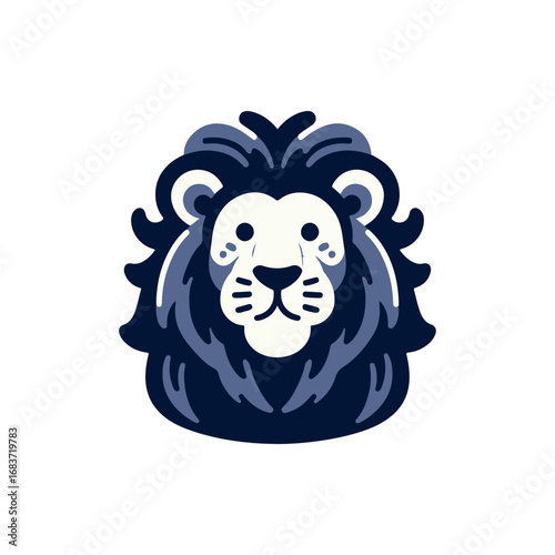 A stylized illustration of a lion's head featuring bold colors and defined lines, perfect for animal-themed designs