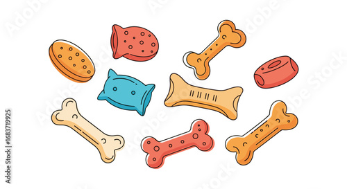 Dog treats biscuits bones fish shape food snacks delicious baked goodies healthy