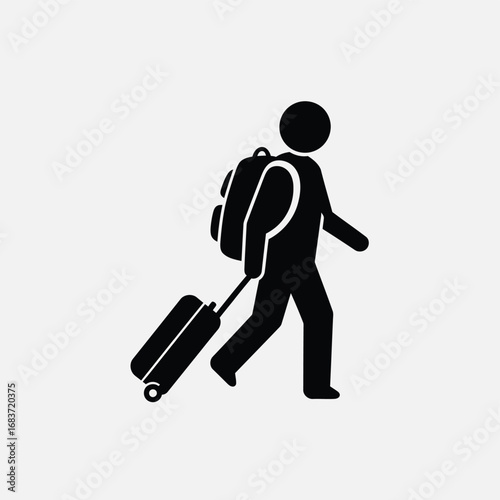 Traveler with Luggage Icon Representing Travel, Journey, and Adventure