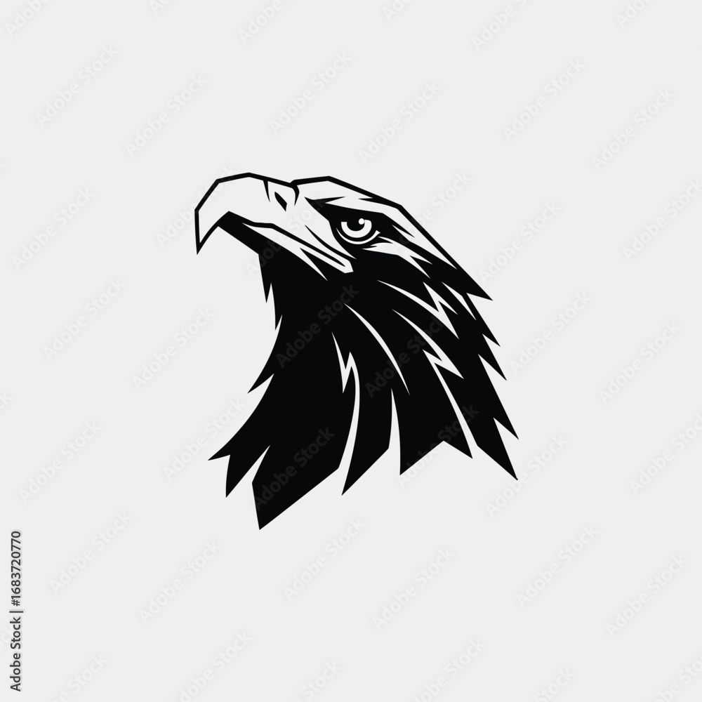 Fototapeta premium Eagle Head Illustration Strong and Majestic Animal Portrait in Black and White