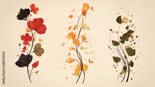 Elegant floral arrangements with autumnal color palettes creating a sophisticated and artistic visual impression for design projects