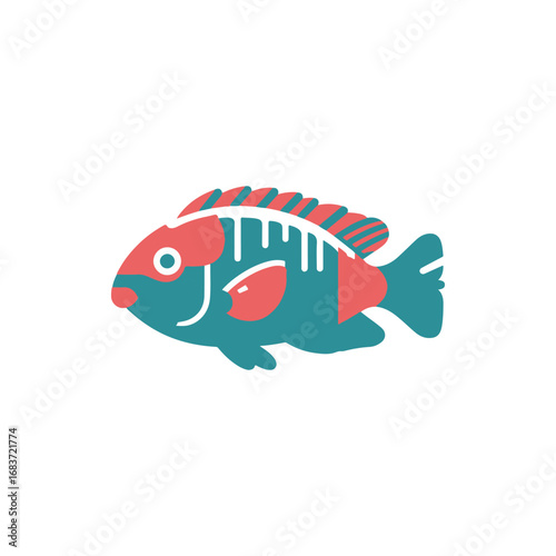Colorful illustration of a fish swimming gracefully in a serene aquatic environment