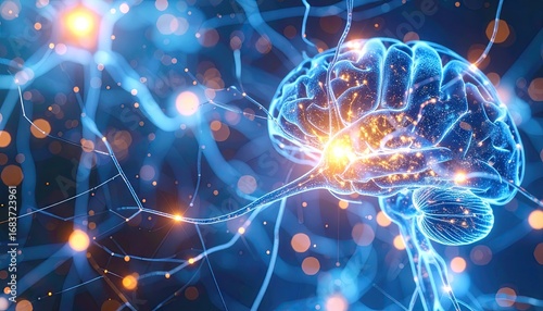 Glowing AGI Core Inside Futuristic Robotic Head with Data Streams