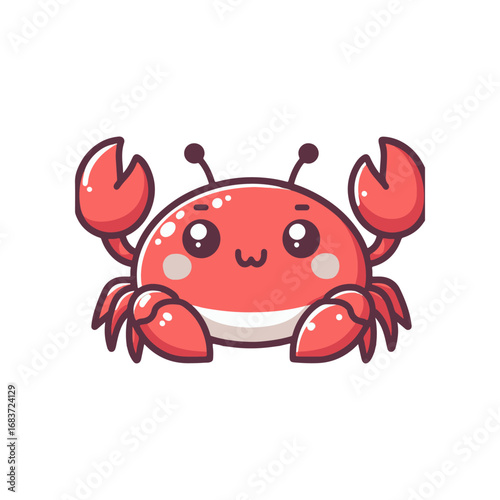 Cute cartoon crab with a cheerful expression, set against a plain background, ideal for children's content